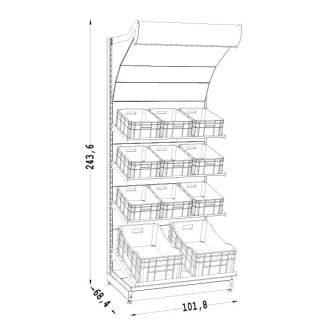 Regał sklepowy warzywny 230 cm WARZ-3 - 3