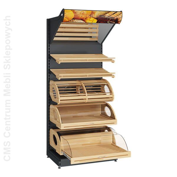 Regał sklepowy piekarniczy z oświetleniem 230 cm PIE-4