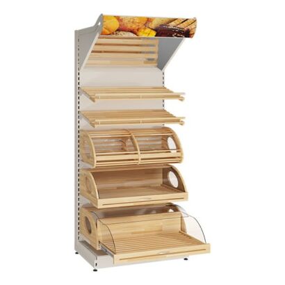 Regał sklepowy piekarniczy z oświetleniem 230 cm PIE-4