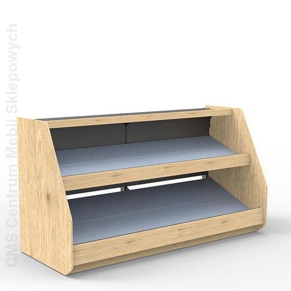 Regał sklepowy owocowo - warzywny dwumodułowy z blachą nierdzewną