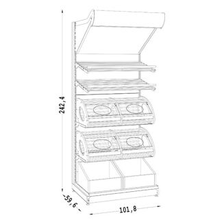 Regał sklepowy piekarniczy z oświetleniem 230 cm PIE-2 - 5