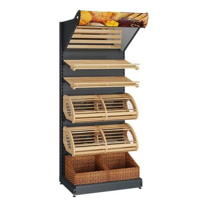 Regał sklepowy piekarniczy z oświetleniem 230 cm PIE-2