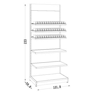 Regał sklepowy metalowy z lustrem na papierosy 230 cm - 5