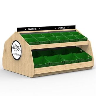 Wyspa sklepowa owocowo - warzywna dwumodułowa z blachą nierdzewną - 2