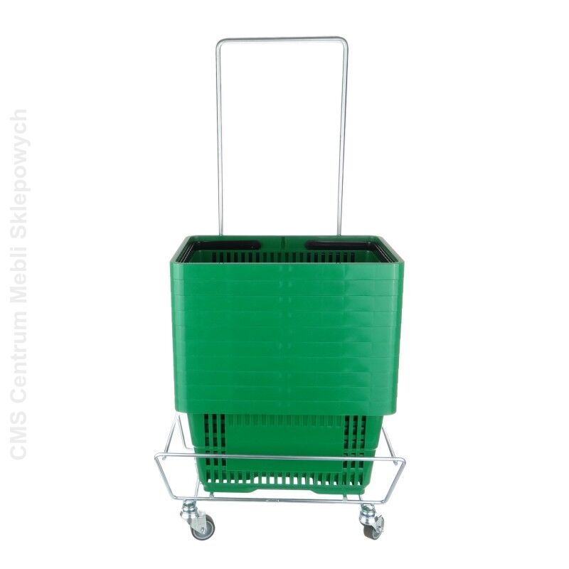 Zestaw 10 koszyków z dwoma rączkami 22 litrowe + wózek pod koszyki