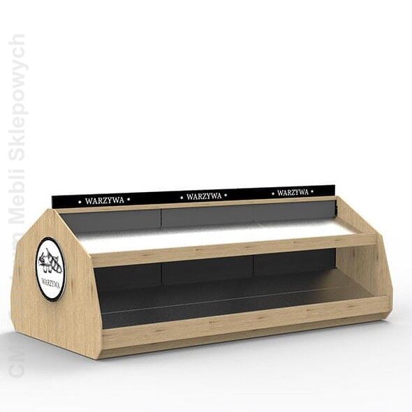 Wyspa sklepowa owocowo - warzywna trójmodułowa z blachą nierdzewną