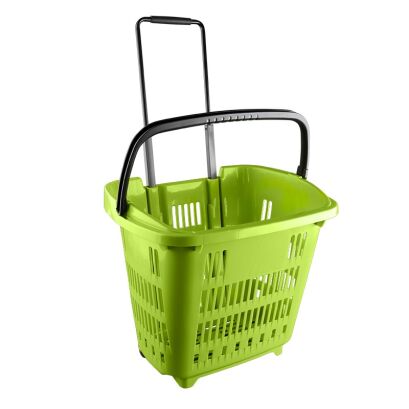 Koszyk sklepowy na kółkach zielony - 34 litrowy