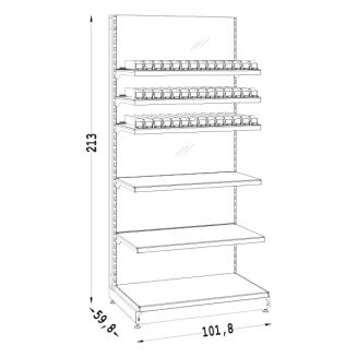 Regał sklepowy metalowy z lustrem na papierosy 210 cm - 3
