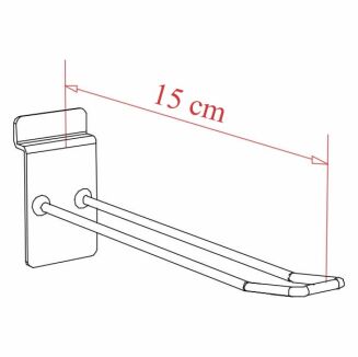 Schemat i wymiary zawieszki sklepowej podwójnej na panel Spacewall – 15 cm