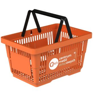 Koszyk sklepowy pomarańczowy z nadrukowanym logo