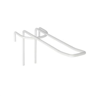 Hak sklepowy podwójny na kratę zaokrąglony malowany, biały