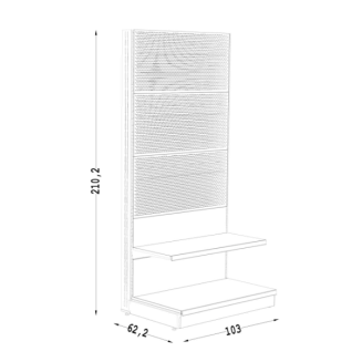 Regał metalowy przyścienny 210 cm TYP 2 z perforacją - 3