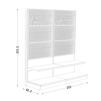 Regał metalowy przyścienny 210 cm TYP 2 z perforacją - 2
