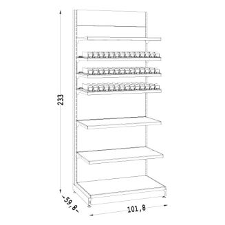 Regał sklepowy metalowy na papierosy z popychaczami 230 cm - 3