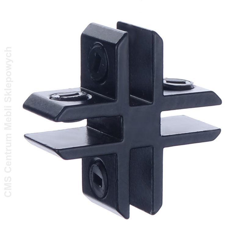 Łącznik do szkła czterokierunkowy | aluminiowy