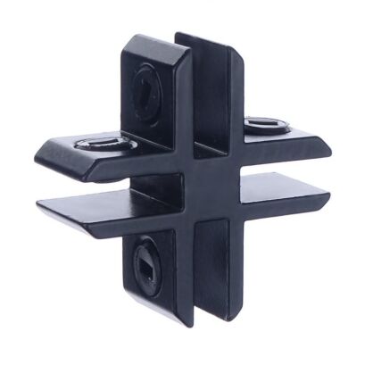 Łącznik do szkła czterokierunkowy | aluminiowy