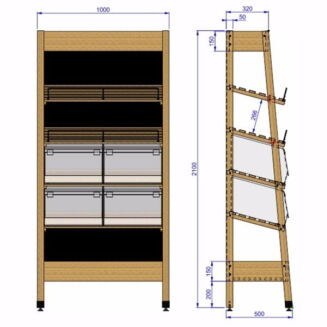 Regał piekarniczy drewniany buk z pojemnikami - 4