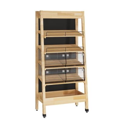 Regał piekarniczy drewniany buk z pojemnikami