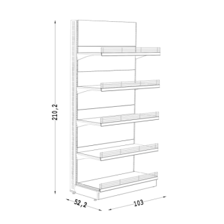 Regał metalowy przyścienny 210 cm z barierkami TYP 2 - 2