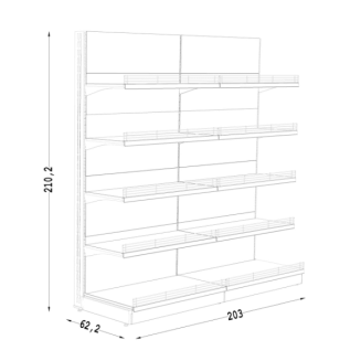 Regał metalowy przyścienny 210 cm z barierkami TYP 2 - 5