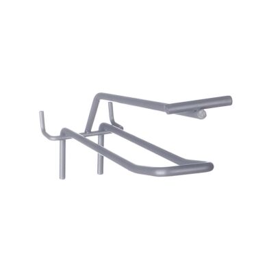 Hak sklepowy podwójny na ściankę perforowaną z szyldem, szary