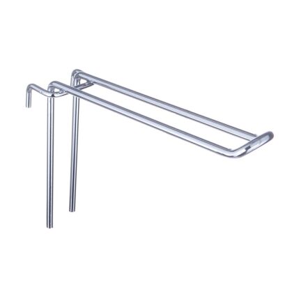 Hak sklepowy podwójny na kratę kwadratowy, chrom