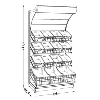Regał sklepowy metalowy warzywny 230 cm WARZ-5 - 5