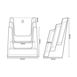 Stojak piętrowy na ulotki 3xA4 ABC7301T - 2