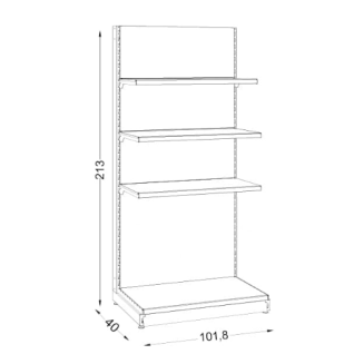 Regał metalowy przyścienny 210 cm 4 półki - 2