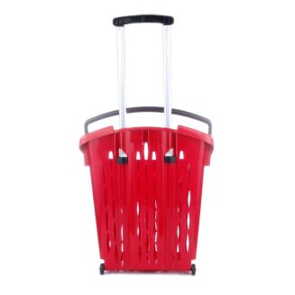 Koszyk sklepowy czerwony na kółkach - 38 litrowy