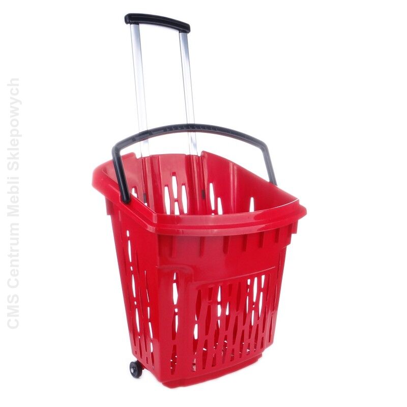 Koszyk sklepowy czerwony na kółkach - 38 litrowy