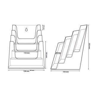 Stojak na ulotki piętrowy 4xA5 ABC7501T - 2