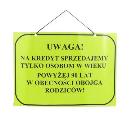 Tablica informacyjna "NA KREDYT"