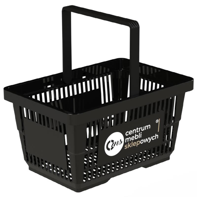 Koszyk sklepowy antracytowy z nadrukowanym logo