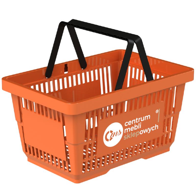 Koszyk sklepowy pomarańczowy z nadrukowanym logo