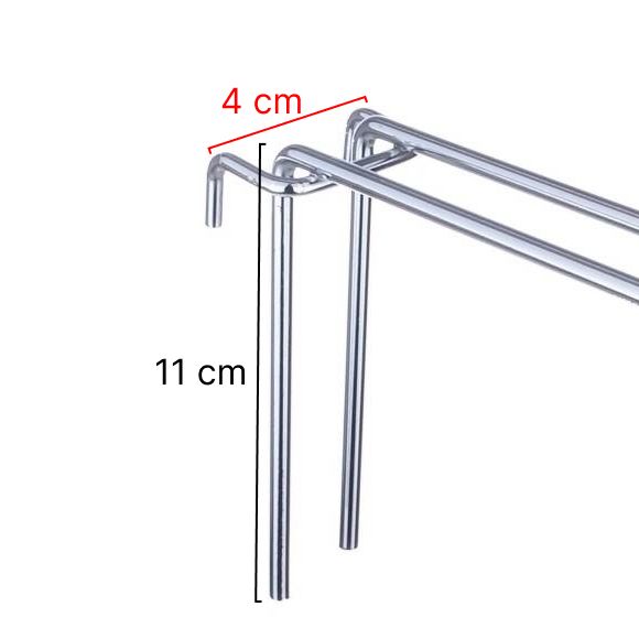 Zawieszka sklepowa na kratę podwójna chromowana z wymiarami