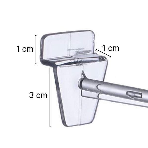 Haczyk z plexi z zaczepem na panel z wymiarami