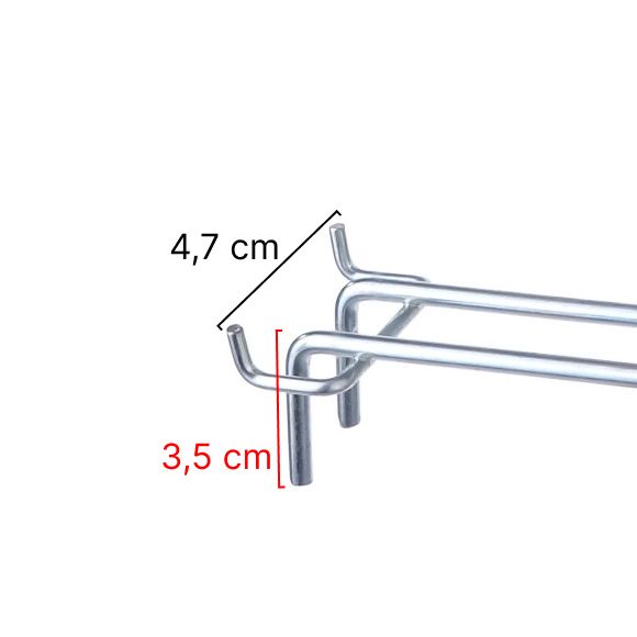 Zawieszka podwójna na perforację z wymiarami