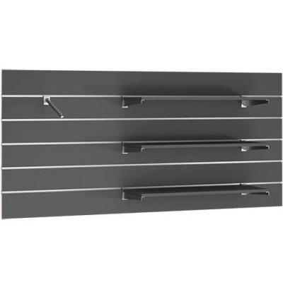 Regał sklepowy naścienny - regał modułowy spacewall Panel sklepowy naścienny z trzema półkami i jednym hakiem odzieżowym